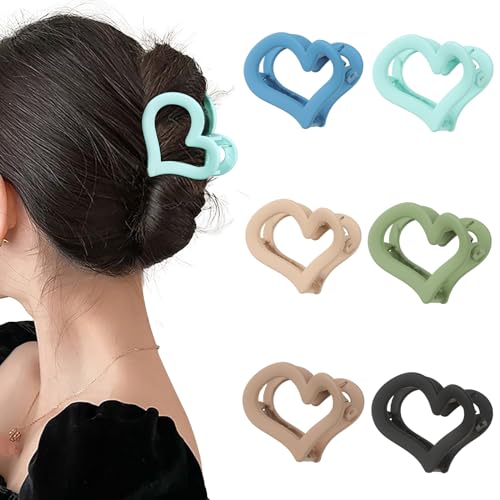 6-Piece Multicolor Heart Hair Clips