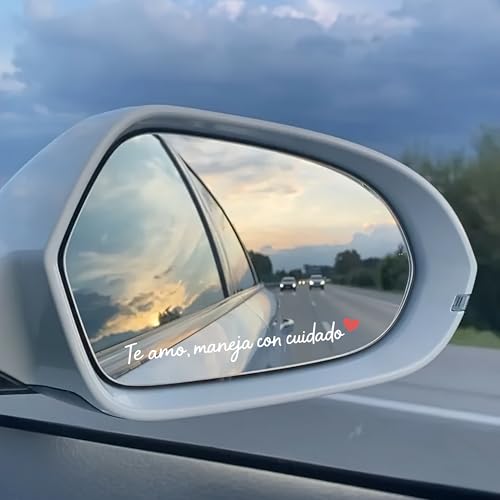 Image of Miarita 3X I Love You Drive Safe Mirror Sticker Spanish, Te Amo Maneja Con Cuidado, Cute Car Stickers for Womens, Car Decals for Women, Rear View Mirror Sticker, Lovely Gifts Her, Him (White)