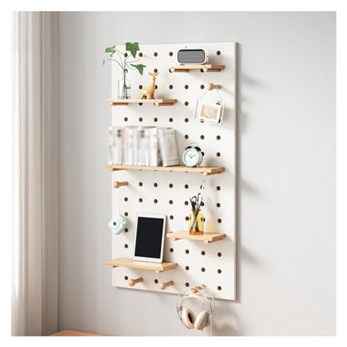 Estante de almacenamiento de pared de tablero perforado, paneles organizadores de pared de tablero perforado, tablero de madera perforado, paneles de exhibición modulares, perchero de pared con ganc