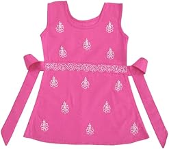 Shivgami Creation Cotton Frock for Girls| Girls Dress| Chikankari Frock for Girls | Chikan Work Dress for Girls | Baby Girl Cotton Frock | A-Line Dress with Tie-ups | Frock for Baby Girl