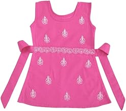 Shivgami Creation Baby Girl Dresses | Chikankari Frock for Girls | Chikan Work Dress for Girls | Baby Girl Cotton Frock | A-Line Dress with Tie-ups | Frock for Baby Girl (2-3 Years, Magenta)