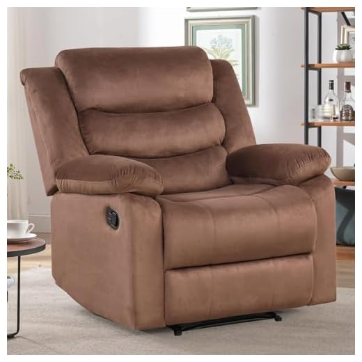 ANJHOME Manual Recliner Chair with Overstuffed Arm and Back, Comfy Fabric Reclining Single Sofa for Living Room