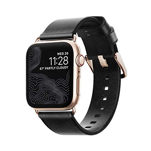 NOMAD Modern Band (Slim) for Apple Watch 40mm/38mm | Black Horween Leather | Gold Hardware