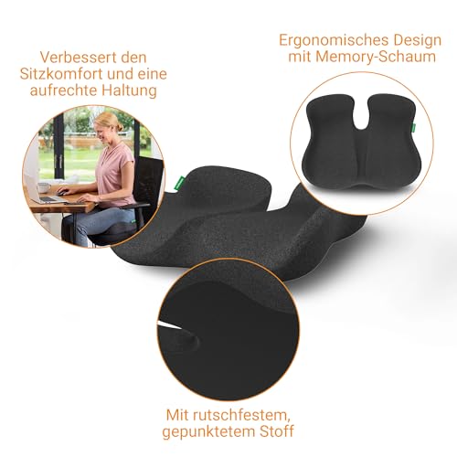 Medisana MC 100 Ergonomisches Sitzkissen – Memory Foam Kissen zur Entlastung von Steißbein & Rücken, rutschfest & pflegeleicht, für Büro, Auto & Reisen
