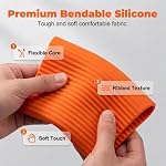 Portable Foldable Silicone Aluminum Phone Holder, Flexible Bendable Adjustable Phone Stand, Anti-Slip Multi-Angle Holder for Smartphone Tablet Laptop, Travel Airplane Desk Bed Treadmill Use (Orange)