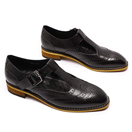 Mona Flying Women's Leather Perforated Mary Jane Penny Loafer Flats Oxfords Brogue Shoes For Girls Ladies #TOP6