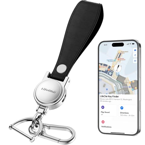 Image of Keychain, Works with Apple Find My, Leather Car Keychain Key Holder Key Chain with Anti-Lost Keys Finder Tracker