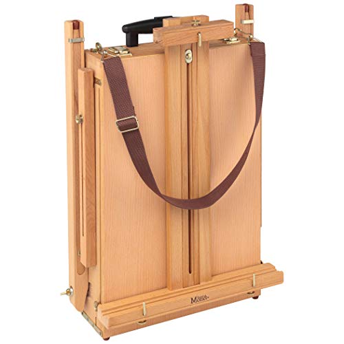 Creative Mark Monet Wooden French Easel & Sketchbox, Lightweight (12 Lbs), Portable, Rolling Wheels, Wood Artist Paint Palette, Telescope Handle, For Outdoor Paintings And Plein Air Up To 32" - Walnut #TOP5