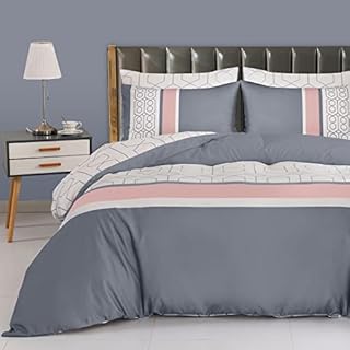 Pamposh Single Duvet Cover Set Double Brushed Microfibre Bedding Ultra Soft 2 pcs DoubleSided Reversible Bed Set Anti Allergic Easy Care Non Iron Luxury Microfibre (Grey, Single (135 x 200 cm))