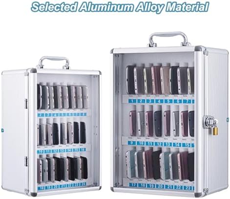 Stainless Steel Cell Phone Locker with Silent Switch & Independent Padlock - Perfect for Schools & Meetings, 38 x 20 x 64cm, Secure Storage Solution