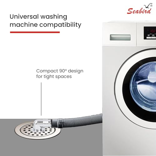 Image of SEABIRD ABS Washing Machine Drain Elbow with Rubber Seal | Durable, Leak-Proof & Rust Resistant | Includes ABS Elbow and Rubber | Ideal for Bathroom, Kitchen & Laundry Use