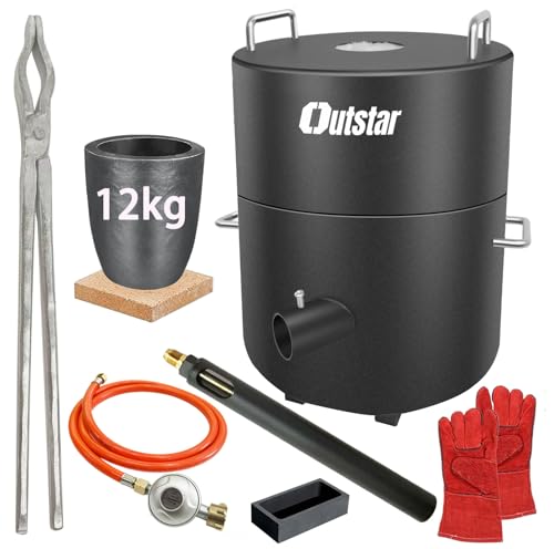 Outstar Melting Furnace Kit,12KG Propane Melting Furnace Upgraded Safer Smelter Furnace Smelting Gold Silver Copper Aluminum Metal Recycle for Jewelry Making and Metal Casting