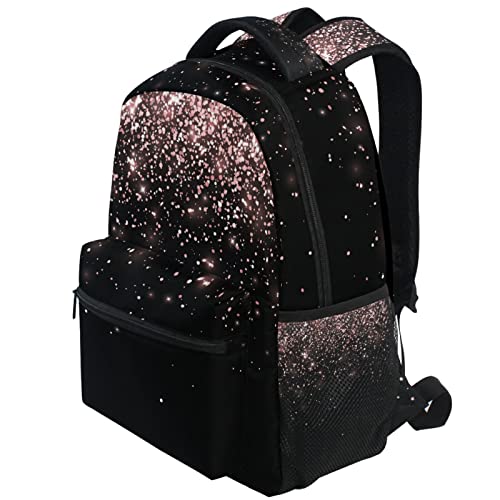 Mochilas escolares Grils para meninos e estudantes, Glitter preto, Mochilas Daypack