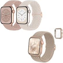 Braided Solo Loop and Case Compatible with Apple Watch Bands for Women Men 38mm 40mm 41mm 42mm 44mm 45mm 46mm 49mm