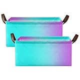 Boccsty Gradient Blue To Magenta Open Home Storage Bins Large Storage Basket Organizing Shelves Closet Toy Clothes Storage Bins Foldable Storage...