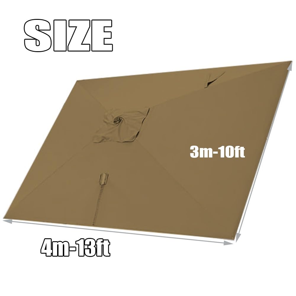 Telo di Ricambio 400x300cm per Ombrellone A Sbalzo, Telo di Ricambio Rettangolare per 8 Stecche, Telone di Ricambio per Ombrellone da Giardino(Light Grey)