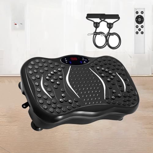 PORIYA Vibration Machine Exercise Platform,150kg Capacity,99 Speed Levels,Remote Control Full Body Fitness Vibrating Plate,with Resistance Bands for Home Workout,Ideal for All Ages (Black)