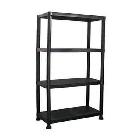 4 TIER BLACK PLASTIC GARAGE STORAGE SHELVING SHELVES STORAGE UNIT SHED SHELF Cover