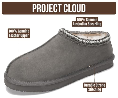 Image of Project Cloud Mens Slippers Genuine Leather Australian Shearling Slippers