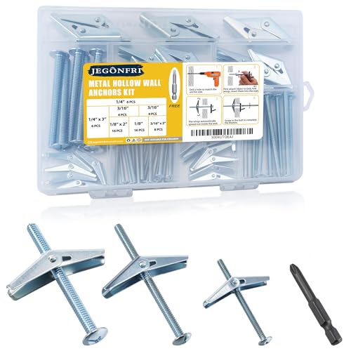 JEGONFRI Toggle Bolts for Drywall, 30 Sets Hollow Wall Anchors