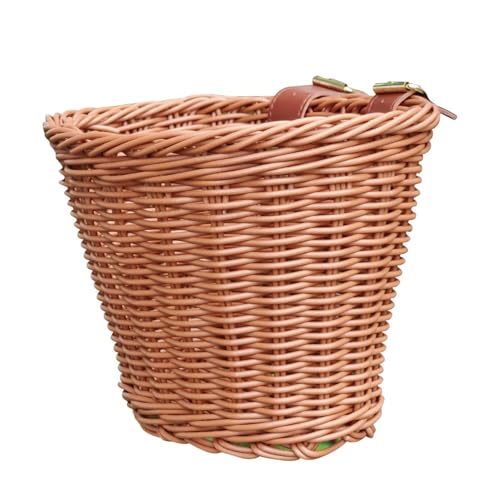Cesta de bicicleta de mimbre: diseño frontal tejido a mano, portador de almacenamiento azul, accesorio para bicicleta infantil | Estilo artesanal hecho a mano, cesta decorativa ligera para niños y