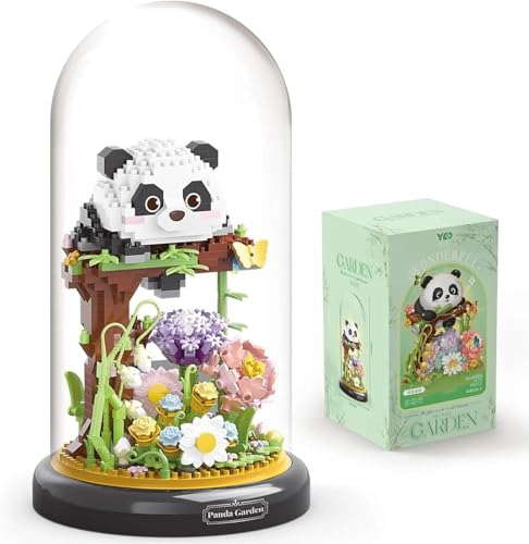 Panda Blumenstrauß Bausteine Bausatz kreativer DIY Tiere Blumen Bauset Blumen Pflanzen Blumenstrauß mit Staubschutzhülle Tiere Blume strauß Bauspielzeugsets Geschenke für Erwachsene Jugendliche