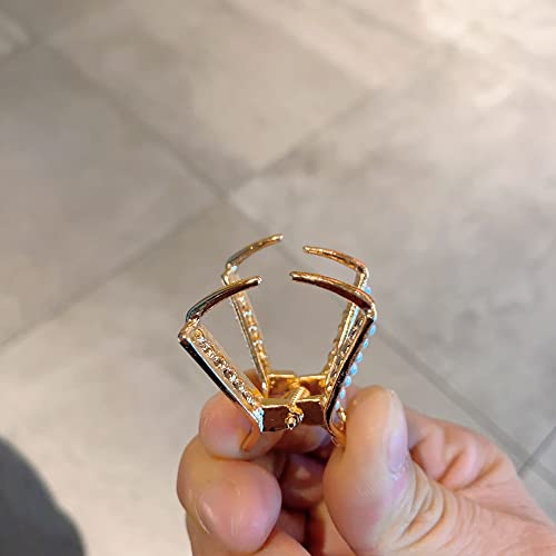2 Pack Sparkly V-Shaped Crystal Hair Claw Clips For High Ponytail Clips Rhinestone Dress Up Hair Ring For Long Hair Horsetail Buckle Hair Ties Ponytail Hair Cuff Hair Bands (Gold) #TOP2