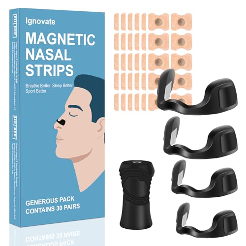 Ignovate Magnetic Nasal Strips (30-Day Supply) – Nose Strips for Breathing, Anti Snoring Devices & Snore Stopper for Men and Women, Nasal Dilators, Sleep Apnea Aid, Stop Snoring Solution