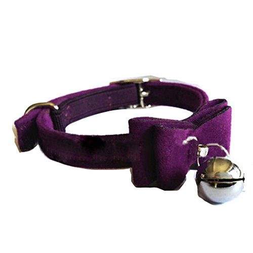 Cat Collar Kitten Velvet Bow Tie Safety Elastic Bowtie Bell 6 4 Colours