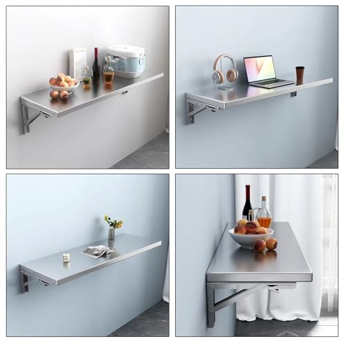Table murale pliable acier inoxydable cuisine petits espaces extérieur balcon - 4