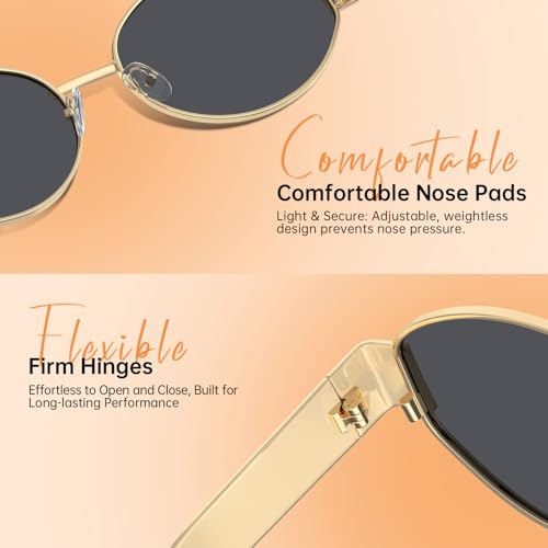 STGATN Retro Oval Sunglasses for Women 90s Fashion Metal Frame Lightweight UV400 protection4