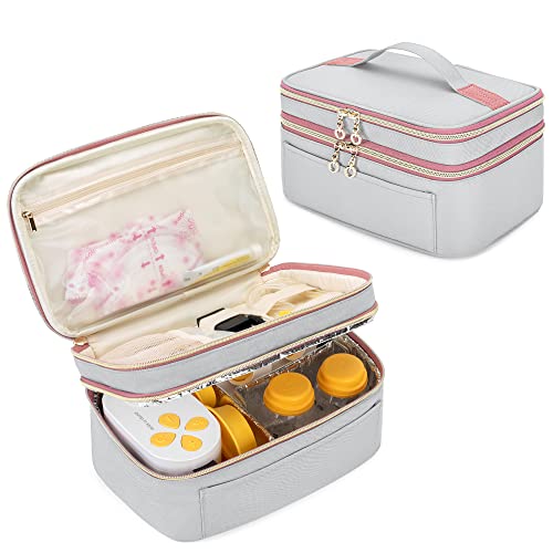 Image of Damero Breast Pump Bag Compatible with Medela Electric Breast Pump, Carrying Case for Pump in Style Max Flow, Freestyle Flex, Swing Maxi Pump and Parts, Light-Gray Pink (Bag Only)