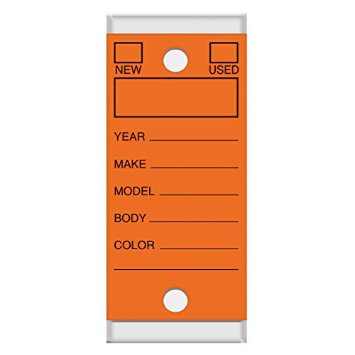 Image of Versa-Tags 250 Per Box, Self-Protecting Paper Key Tags with Chrome-Plated Split Rings Perfect for Car Truck Or RV Dealers Orange