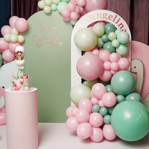 Image of RUBFAC 135pcs Baby Pink Balloons Different Sizes 18 12 10 5 Inch for Garland Arch, Light Pastel Pink Latex Balloon for Wedding Birthday Party Baby Shower Gender Reveal Anniversary Decorations