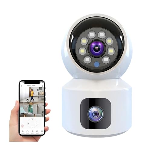 ZADCCS Cámaras de Seguridad, Mini cámara HD inalámbrica de Doble Lente cámaras IP 8MP visión Nocturna Inteligente CCTV PTZ Seguridad Monitor bebé Interior(8MP Camera)