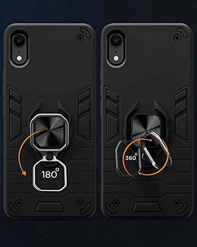 Image of Pikkme D5 Tough Armor Bumper Back Cover Case for iPhone XR |Ring Holder & Kickstand in-Built (Black)
