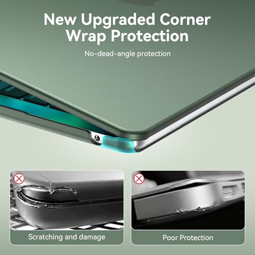 Image of EooCoo Case Compatible for New Apple MacBook Air 13 inch M5 2026 2025 2024 2022 M4 M3 M2, A3449 A3240 A3113 A2681, Mac Air 13.6 inch Laptop Protective Plastic Hard Shell Cover, Matte Midnight Green