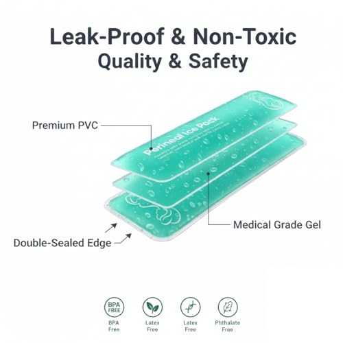 Image of Perineal Cooling Pad, Postpartum Cold Packs Gel Bead Ice Pack Cold Therapy for Women After Pregnancy and Delivery, 2 Ice Pack and 3 Cover (Green Gel Ice Pack)