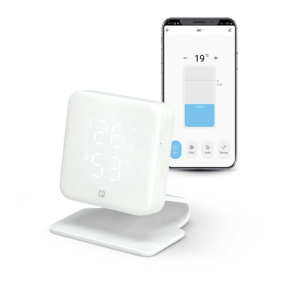 Garza Smarthome - Controlador Infrarrojos IR Inteligente WiFi (2,4 GHz) para Aire Acondicionado con Sensor de Temperatura y Humedad, Compatible con Alexa y Google Home, Control Remoto por Voz y App