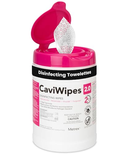 Metrex CaviWipes 2.0 Germicidal Disinfecting Wipes Hospital-Grade Surface Disinfectant Kills Norovirus MRSA and Candida auris in 2 Minutes Pre-Moistened Pull Canister 160 Count (Pack of 1)