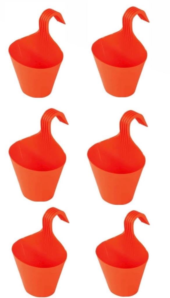 8 Inch Hanging Planters - 6 Pack Red -1