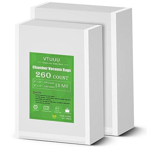 VTUUU Chamber Vacuum Sealer Bags 260 Quart size 8" x