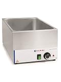 HENDI Bain-Marie, Kitchen Line, Speisenwärmer, Buffetwärmer, Dauertemperatur stufenlos regelbar bis 85°C, GN 1/1, 230V, 1200W, 340x540x(H)250mm, Edelstahl