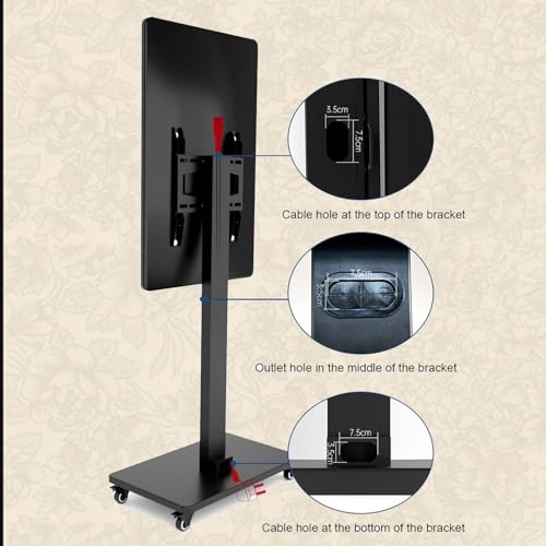 Soporte móvil para TV con ruedas, giratorio 360°, hasta 65'' y 100 kg miniatura 4