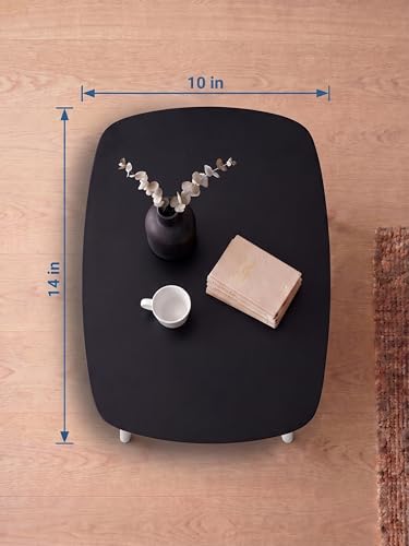 Image of Modern Rectangle Side Table with 4 Wooden Legs, Minimalist End Table /Coffee Table for Living Room, Bedside Nightstand for Bedroom, Balcony & Small Spaces