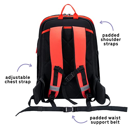Uninni 16" Kid's Backpack For Girls And Boys Age 6+ With Padded, And Adjustable Shoulder Straps. Fits For Height 3'9" Above Kids (Race Car Black/Red) #TOP4