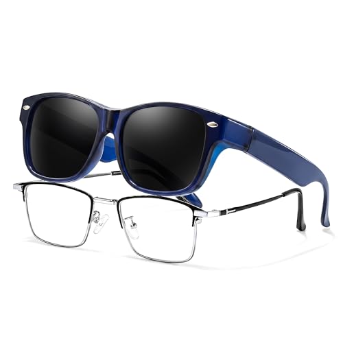 Image of TJUTR Polarized Fit Over Glasses Sunglasses for Men Women, Wrap Around UV400 Protection Sunglasses TS2611