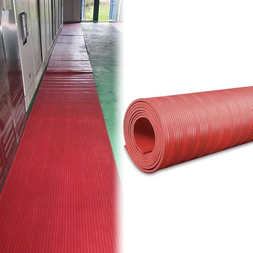 JvFbjLF Tapete de Seguridad Aislante Grande, tapete de Goma Aislante eléctrico, Rojo