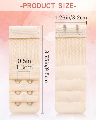 6 PCS Women's Bra Extenders 2 Hook 3 Row Soft Comfortable Stretchy Bra Extension Strap Elastic Bra Band Hook Bra Strap Extender Bra Extenders 2 Hooks Plus Size2