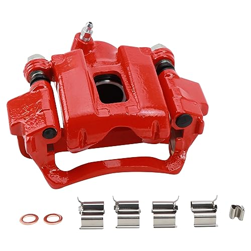 Image of TRQ Rear Brake Caliper Set Painted Red Brackets Compatible with 2010-2023 Lexus GX460 2003-2009 GX470 1996-1997 LX450 2010-2022 Toyota 4Runner 1993-1997 Land Cruiser 2001-2007 Sequoia